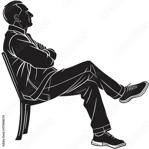 silhouette of a man sitting on a chair