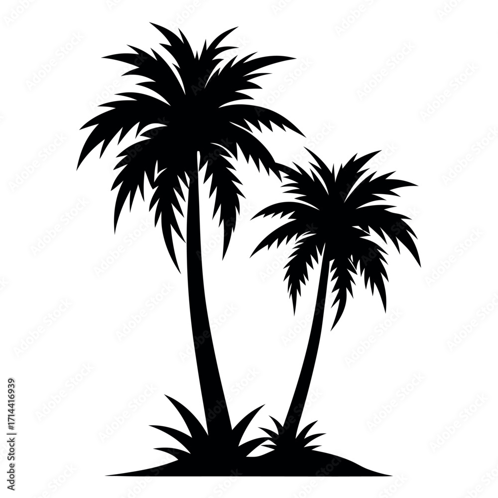 Fototapeta premium Minimalist silhouette illustration of two palm trees