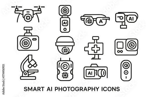 Wildlife icon cam compact medical smart dash vector wearable ai camera