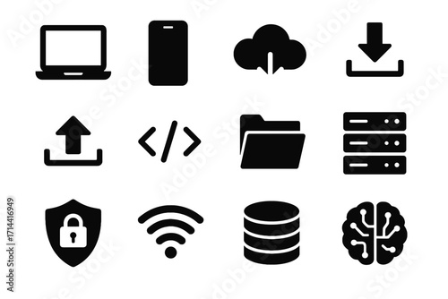 Wifi shield arrow vector app cloud icon brain tools digital lock coding