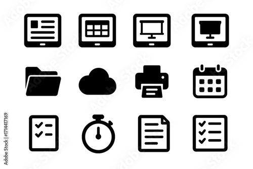 Presentation notes planner vector icons folder document cloud modern office icon app