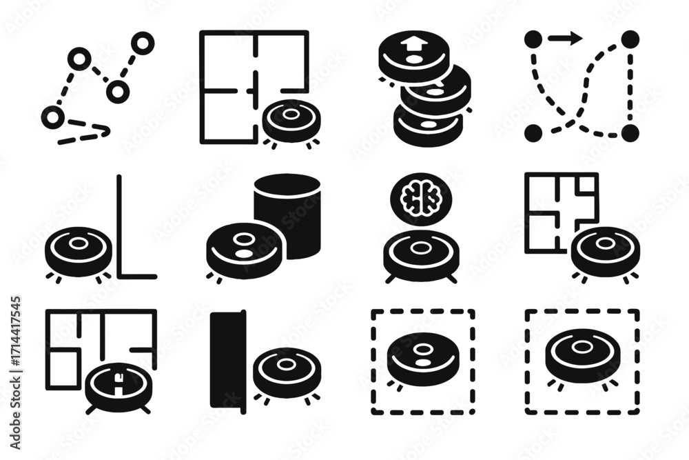 Learning area icon icons mapping vector vacuum robotic obstacle path avoidance wall