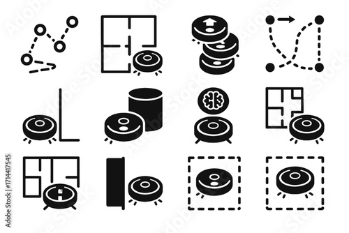 Learning area icon icons mapping vector vacuum robotic obstacle path avoidance wall