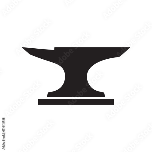 Black Anvil Icon Isolated on White Background, Blacksmith Equipment Symbol
