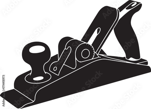  black silhouette of hand planer on white background, vector