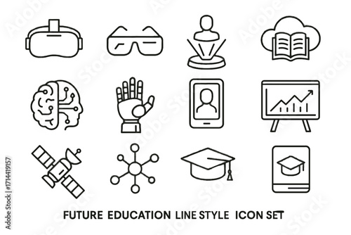 Education ar vector cloud network future icons icon satellite hologram hand digital
