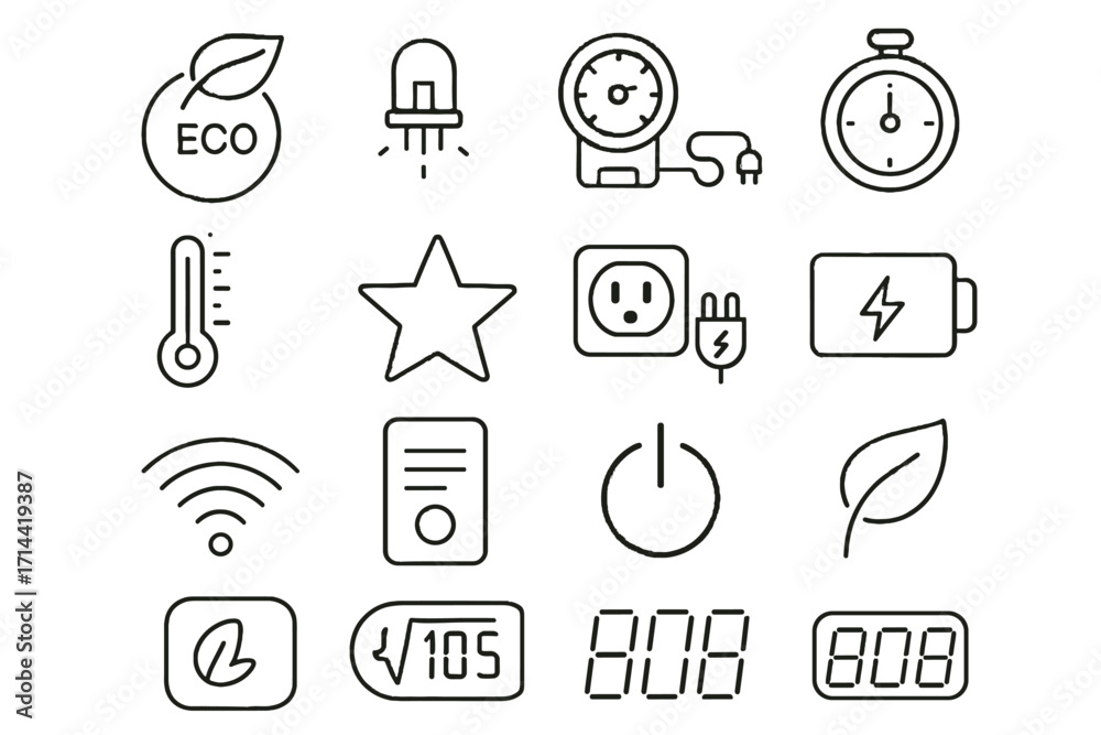 Fototapeta premium Control energy temperature power icon mode icons leaf efficiency eco vector timer