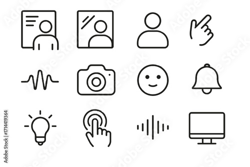 Icon gesture speech smart mirror vector indicator light avatar sensor reflection