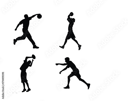 Vector art of silhouette of basketball players in action for sport
