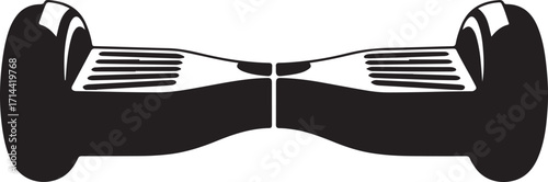 black silhouette of hoverboard on white background, vector