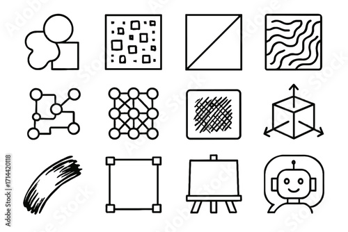 Icon shapes ai overlay gradient icons abstract model patterns vector concept network