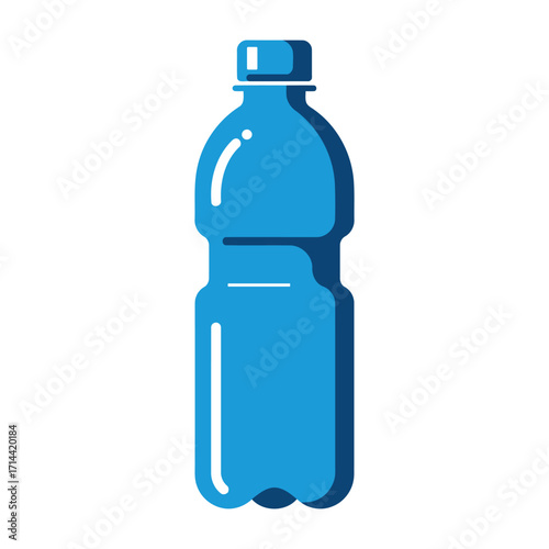 A blue plastic bottle of water.