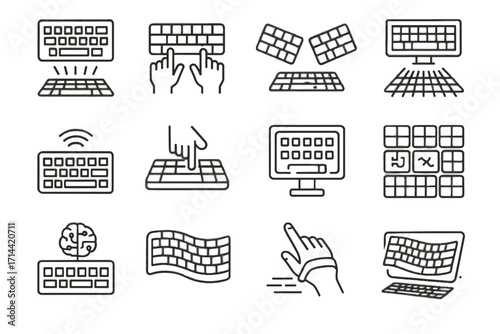 Transparent futuristic icons keyboard foldable gesture flexible design virtual icon holographic vector