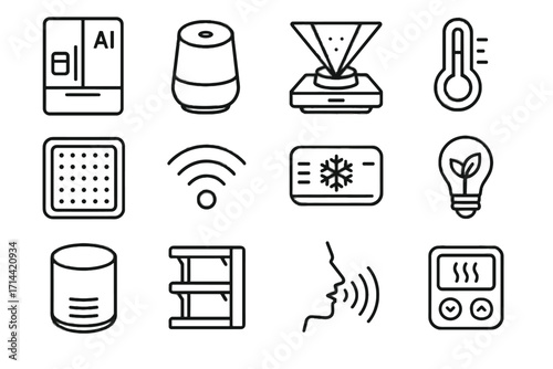 Home appliances smart icon fridge vector nano temperature connectivity control compact design
