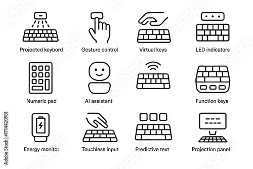 Ai control gesture connectivity icons typing text icon virtual augmented vector led