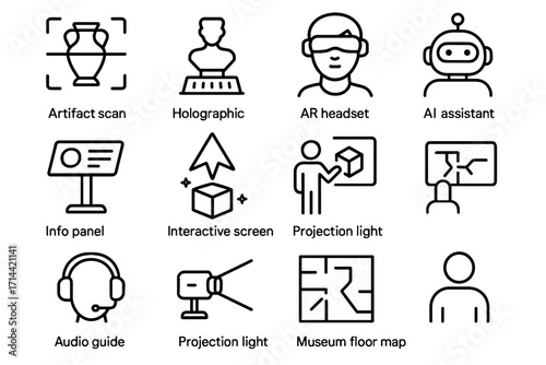 Reality vector visitor guide light panel projection icon scan pointer headset augmented