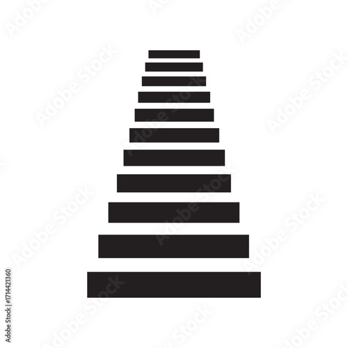Ascending Staircase Black Steps On White Background, Minimalist Design
