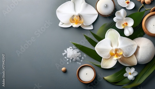 Spa Orchid Theme Objects On Grey Background