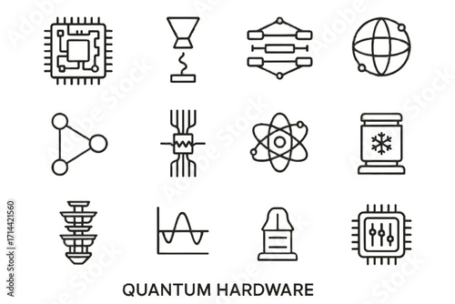 Core photon diagram trap nanowire vector qubit technology unit cooling icons quantum