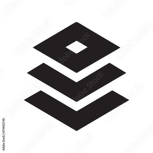 Three Black Geometric Shapes Arranged Vertically Over White Background