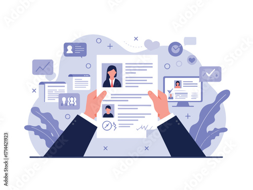 Career opportunity job flat UI web illustration