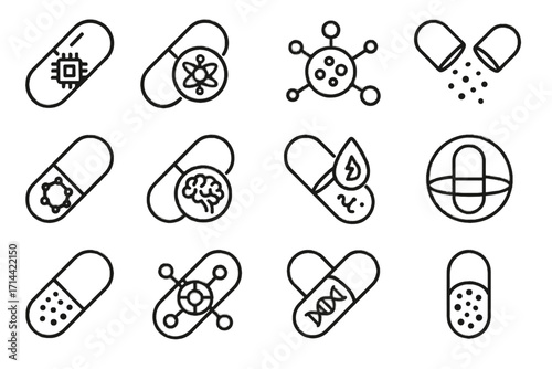 Capsule nano icon biomedical vector nanocarrier nanocapsule encapsulated controlled icons modern targeted