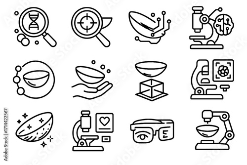 Nanoscale futuristic lab nano icon interactive vector lenses connected lens bio