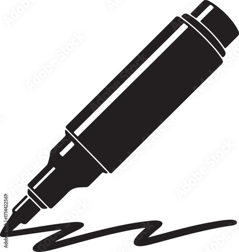black silhouette of marker on white background, vector