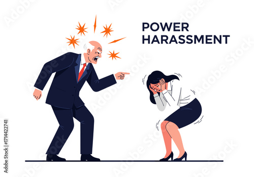 Angry Boss Harassing Employee In Office.