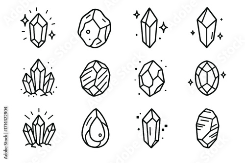 Holographic crystal vector gem icon fragment glowing natural mineral cluster bio stone