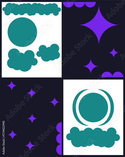 Retro midnight blue mysterious poster art