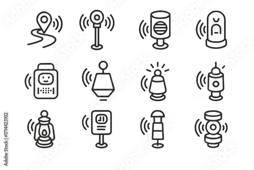 Path signal smart vector icons lamp wireless sound pillar connected echo icon