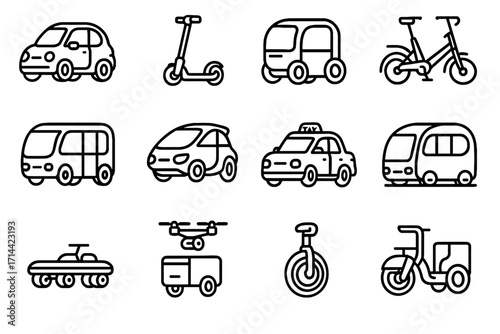 Cab car icon hover urban micro tiny vector nano electric magnetic transport