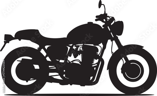 black silhouette of motorcycle on white background, vector