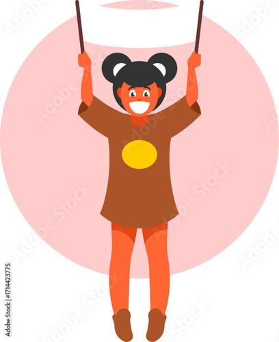 Girl Holding Empty Banner – Advertising, Message, and Announcement Vector