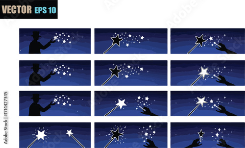 Silhouette of a person holding a sparkler creating a cascade of glowing stars against a deep blue night sky capturing the magic of celebration