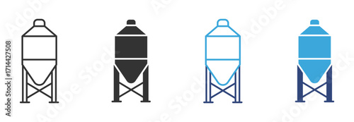 silo cement concrete  icon set, vector illustration