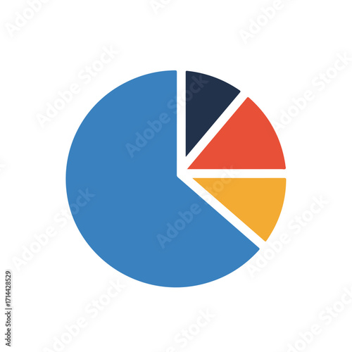 Colorful pie chart showcasing proportions with blue as the largest, on a white background