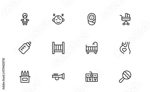 Child Care Modern Line Icon Set with Professional Minimal Design, Unique Vector Icons, Clean and Simple Style Perfect for Premium Use, Creative and Versatile Collection