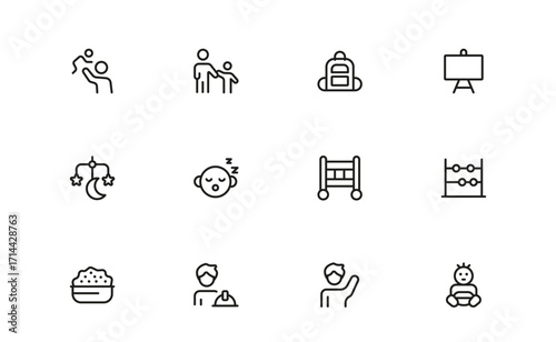 Child Care Modern Line Icon Set with Professional Minimal Design, Unique Vector Icons, Clean and Simple Style Perfect for Premium Use, Creative and Versatile Collection