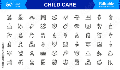 Child Care Modern Line Icon Set with Professional Minimal Design, Unique Vector Icons, Clean and Simple Style Perfect for Premium Use, Creative and Versatile Collection
