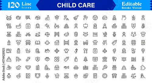 Child Care Modern Line Icon Set with Professional Minimal Design, Unique Vector Icons, Clean and Simple Style Perfect for Premium Use, Creative and Versatile Collection