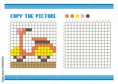 Copy the picture grid drawing worksheet for kids. Pixel art scooter