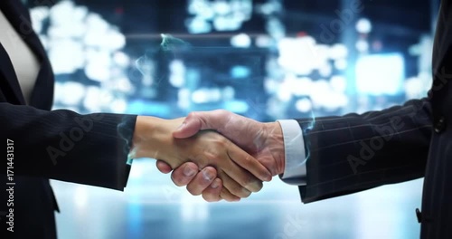 Wallpaper Mural Business professionals shaking hands in modern office Torontodigital.ca