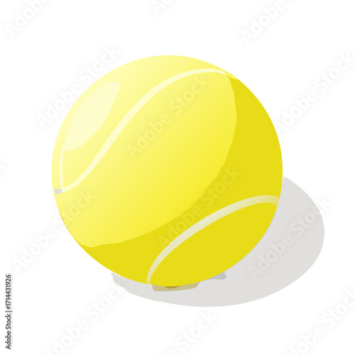 Bright yellow tennis ball with white seams isolated on transparent background