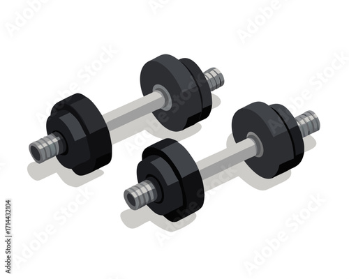 Two adjustable dumbbells isolated on transparent background