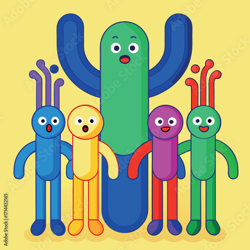 Whimsical anthropomorphic chromosome illustration