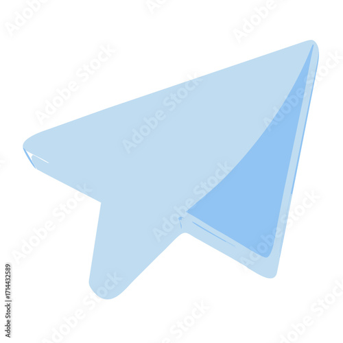 Light blue paper airplane icon isolated on transparent background