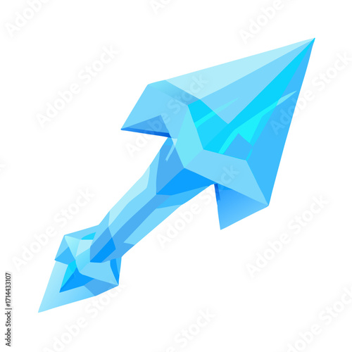 Stylized blue ice spear weapon isolated on transparent background