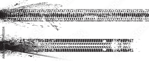Vector Print Textured Tire Track . Design Element . Car tread silhouette . Mud splash grunge texture
